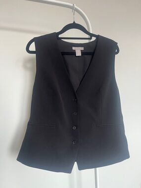 H&M Black Button-Front Tailored Vest
